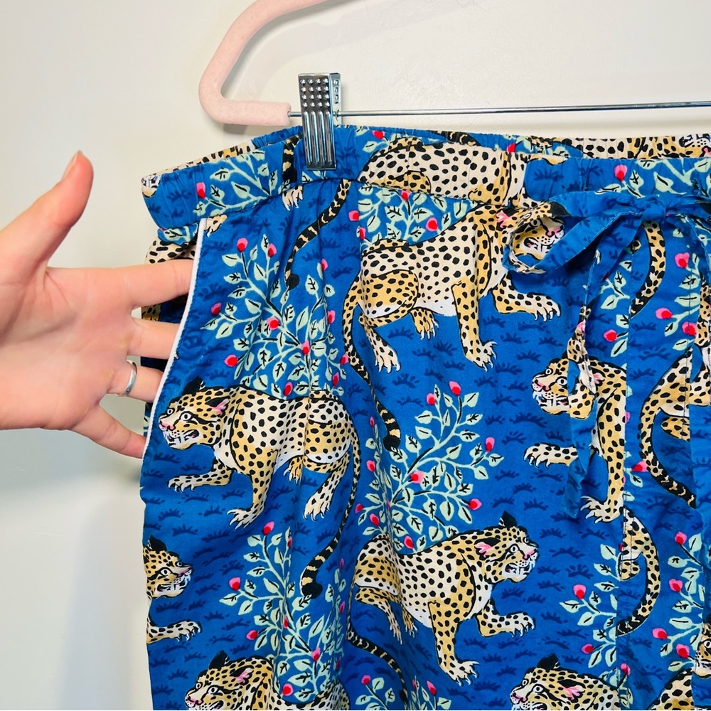 Leopard Print Blue Pajama Pants - Picture 3 of 4
